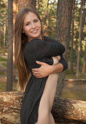 18 year old female Chloe Dash undressing on yoga mat on lawn