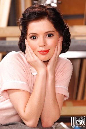 18 year old Alexis Crystal on knees for submissive cock serving action