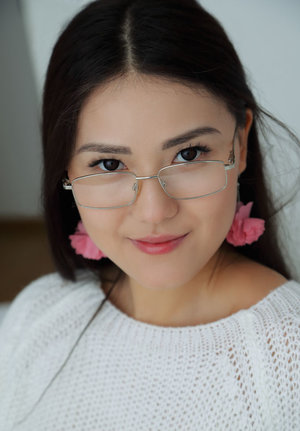 18 year old female Chloe Dash undressing on yoga mat on lawn