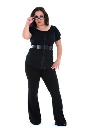 Hot mature secretary in stockings uncovering her big tits and sexy ass