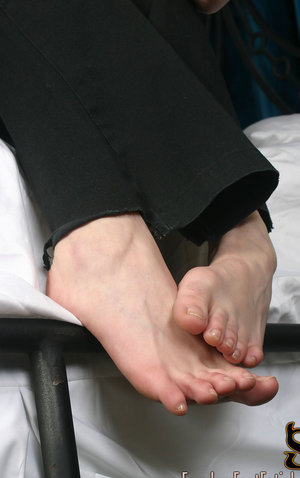 Sexy blonde teacher Christie Stevens stripping down to lingerie in class