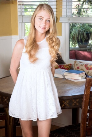 18 year old girl Kim Kennedy takes a cumshot in mouth during BDSM sex